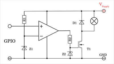 Operational amplifier driving an N-channel MOSFET