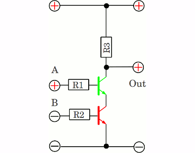 Widerstands-Transistor-Logik, NICHT UND Gatter